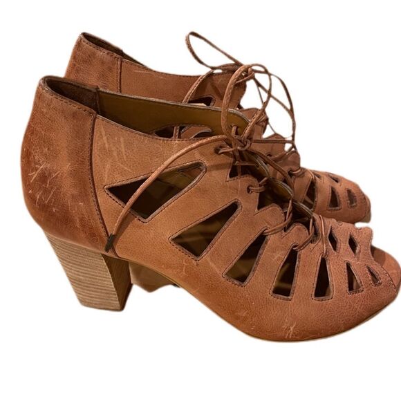 Paul Green Jansen Beige Lace Up Ankle Bootie Sandals - Picture 4 of 7